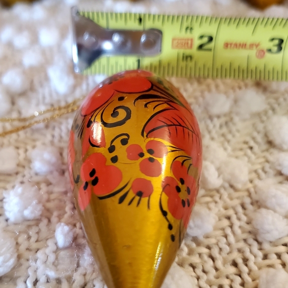Vntg Russian "Khokhloma" Wooden, Hand Painted Christmas Ornaments, 9 teardrop - Picture 13 of 15